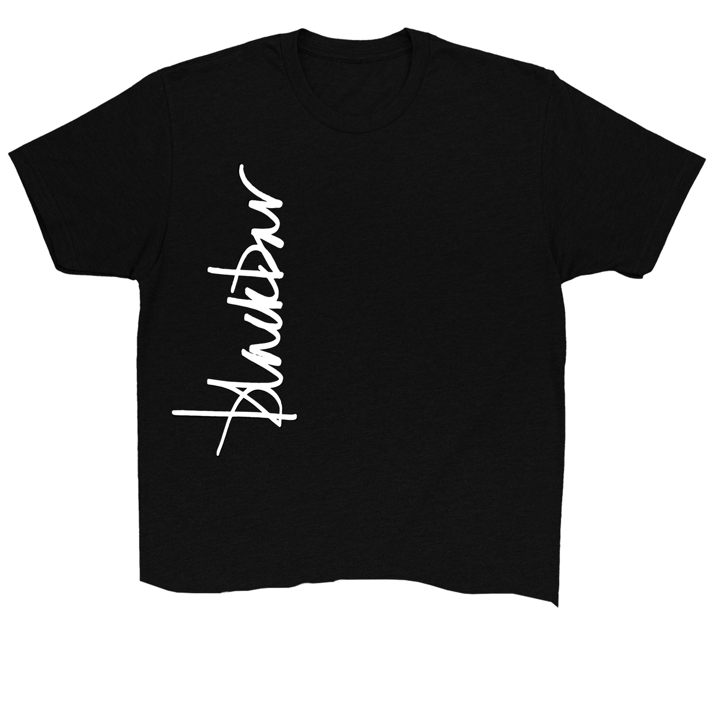 Vertical White Script Logo Cropped Tee