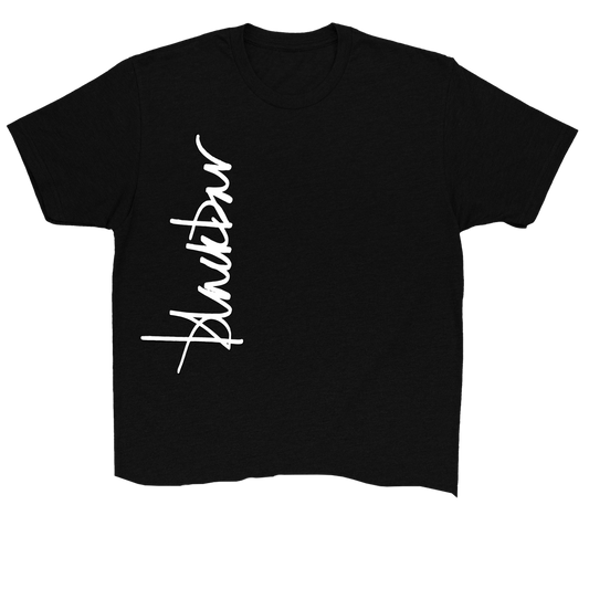 Vertical White Script Logo Cropped Tee