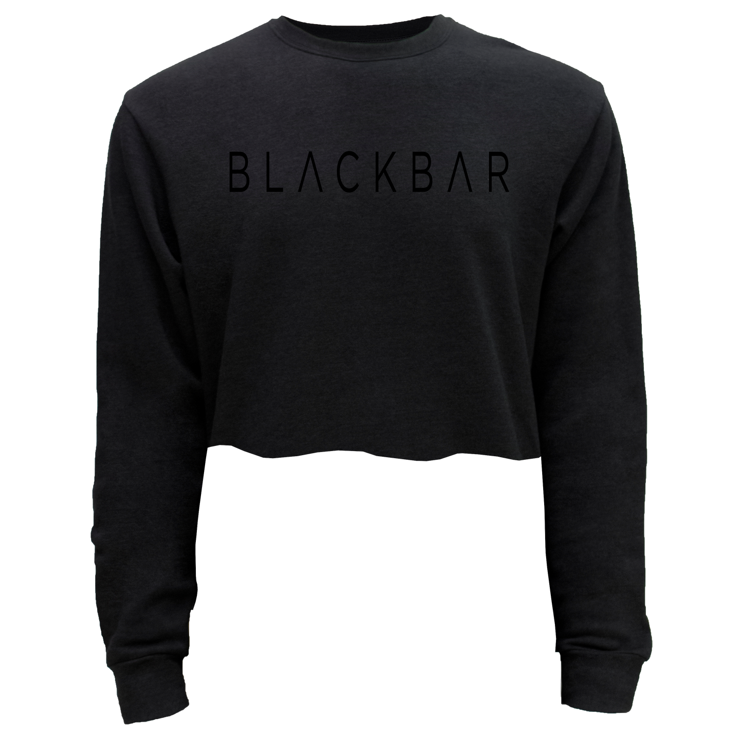 Black Block Logo Cropped Pullover Sweatshirt