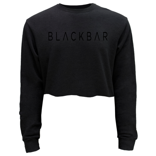 Black Block Logo Cropped Pullover Sweatshirt