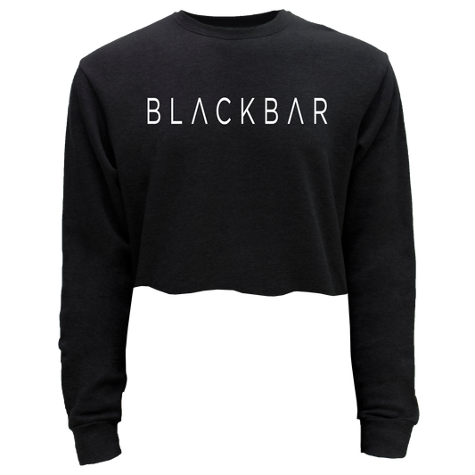 White Block Logo Cropped Pullover Sweatshirt