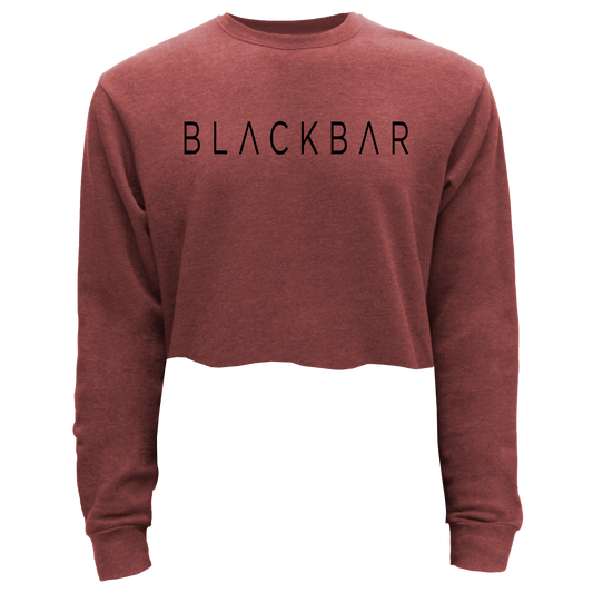 Black Block Logo Cropped Pullover Sweatshirt