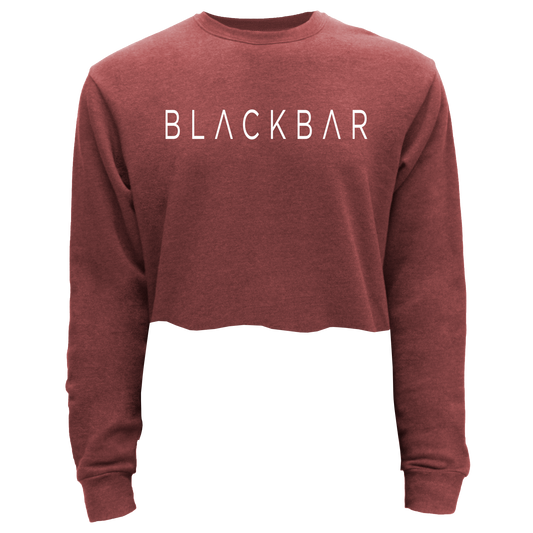 White Block Logo Cropped Pullover Sweatshirt