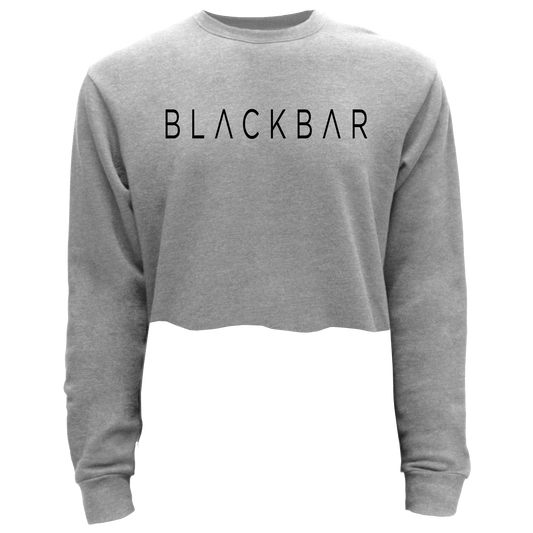 Black Block Logo Cropped Pullover Sweatshirt