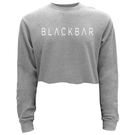 White Block Logo Cropped Pullover Sweatshirt