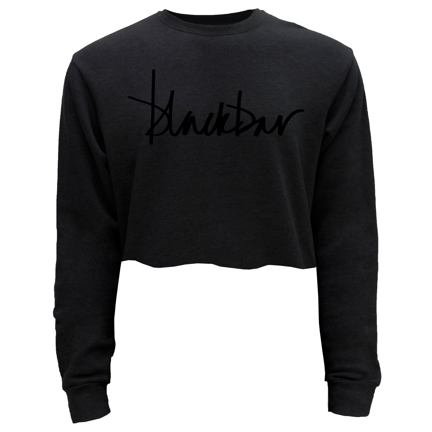 Black Script Logo Cropped Pullover Sweatshirt