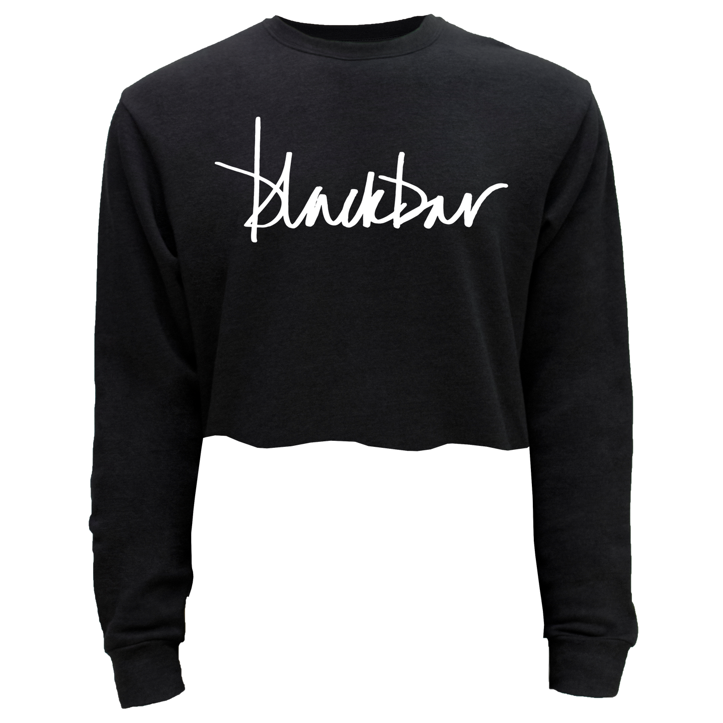 White Script Logo Cropped Pullover Sweatshirt