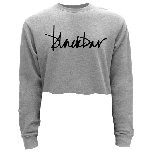 Black Script Logo Cropped Pullover Sweatshirt