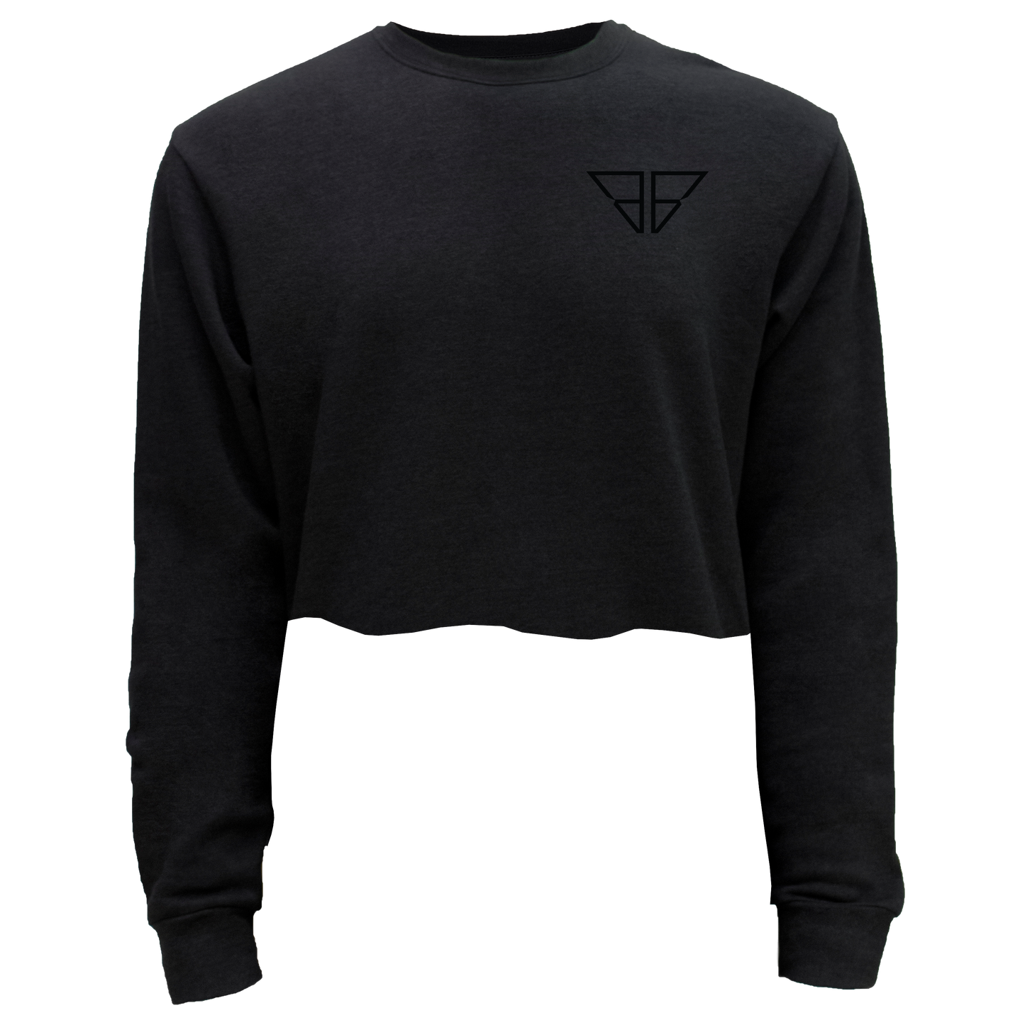 Black Logo Cropped Pullover Sweatshirt