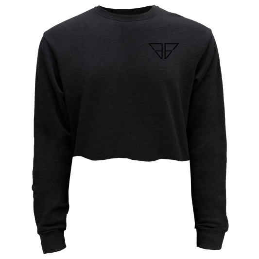 Black Logo Cropped Pullover Sweatshirt